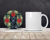 Schipperke Christmas Poinsettias Large Sandstone Absorbent Round Coasters Pack of 4 product image at NuMercy 2