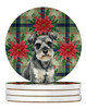 Miniature Schnauzer Christmas Poinsettias Large Sandstone Absorbent Round Coasters Pack of 4 product image at NuMercy
