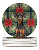 German Pinscher Christmas Poinsettias Large Sandstone Absorbent Round Coasters Pack of 4 product image at NuMercy