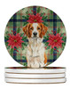 Orange and White Brittany Christmas Poinsettias Large Sandstone Absorbent Round Coasters Pack of 4 product image at NuMercy