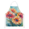Gerbera Daisies in Watercolor Cooking Kitchen Apron DAC1572 product image at NuMercy