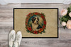 Bearded Collie Christmas Flowers Doormat 24H X 36W product image at NuMercy 2