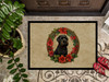 Black Russian Terrier Christmas Flowers Doormat 24H X 36W product image at NuMercy 3
