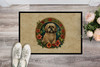 Lhasa Apso Christmas Flowers Doormat 24H X 36W product image at NuMercy 2