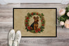 Welsh Terrier Christmas Flowers Doormat 24H X 36W product image at NuMercy 2