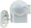 HomeSafe Wireless Outdoor Adjustable Angle Motion Detector Sensor, white, with mounting bracket and sensitivity settings.