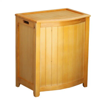 Oceanstar Natural Finished Bowed Front Laundry Wood Hamper with Interior Bag product image at NuMercy
