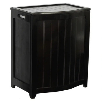 Oceanstar Mahogany Finished Bowed Front Laundry Wood Hamper with Interior Bag