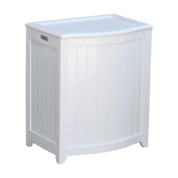 Oceanstar White Finished Bowed Front Laundry Wood Hamper BHP0106W product image at NuMercy