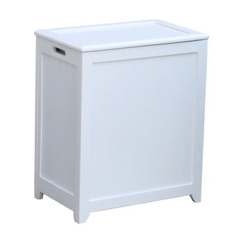 Oceanstar White Finished Rectangular Laundry Wood Hamper with Interior Bag product image at NuMercy