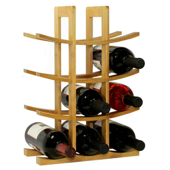 Oceanstar 12-Bottle Natural Bamboo Wine Rack holding bottles in a compact design.