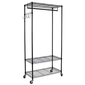 Oceanstar Garment Rack with Adjustable Shelves with Hooks, Black product image at NuMercy