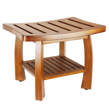 Oceanstar Solid Wood Spa Bench with Storage Shelf, Teak Color Finish product image at NuMercy