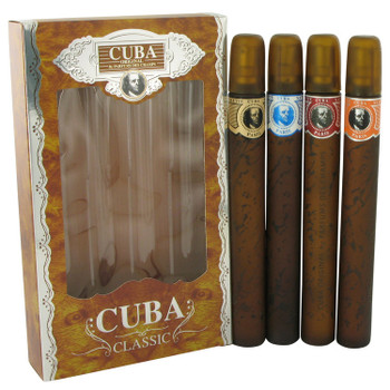 CUBA RED by Fragluxe Gift Set -- Cuba Variety Set includes All Four 1.15 oz Sprays, Cuba Red, Cuba Blue, Cuba Gold and Cuba Orange