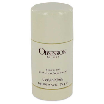 Calvin Klein Obsession Deodorant Stick 2.6 oz for men, beige packaging, alcohol-free formula.