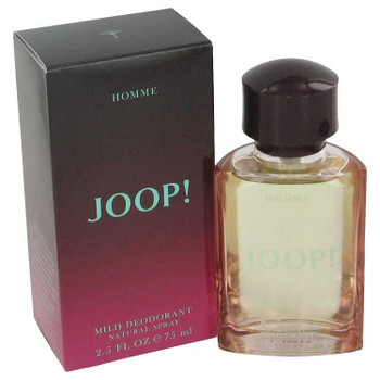 Joop by Joop Deodorant Spray 2.5 oz, Joop brand, clear bottle, black cap, red box.