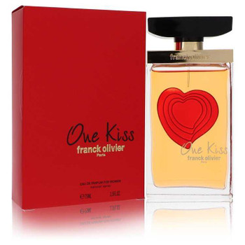 Franck Olivier One Kiss Eau De Parfum Spray, 2.5 oz, perfume bottle and box.