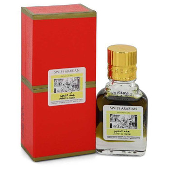 Swiss Arabian Jannet El Naeem perfume oil bottle and box, unisex, 0.3 oz, alcohol-free fragrance.