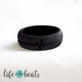 Lifebeats Fearless Heartbeat Silicone Ring Size 8