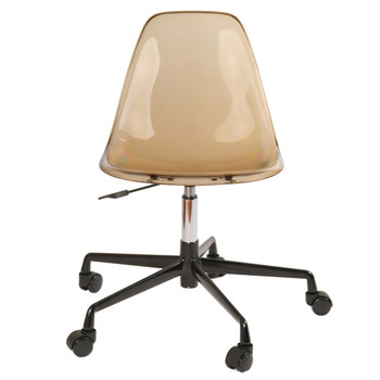Mid-Century Modern Transparent Amber Office Chair with Black Aluminum Frame
