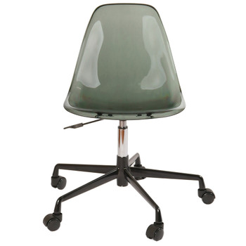 Mid-Century Modern Transparent Smoke Office Chair with Black Aluminum Frame