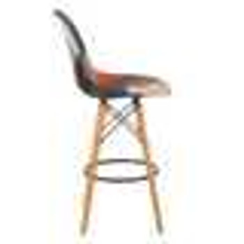 Mid-Century Modern Multicolor Patch Fabric Upholstery Bar Stool Mid-Century Modern Multicolor Patch Fabric Upholstery Bar Stool