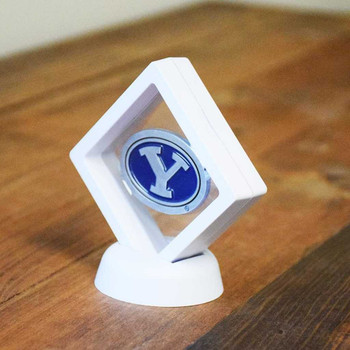 BYU Cougars Collectibles Coin and Display Frame, Brigham Young Cougars logo, white display stand.