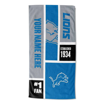 Detroit Lions NFL Colorblock Personalized Beach Towel