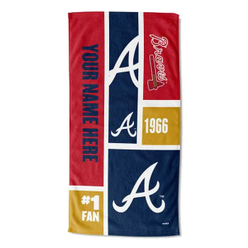 Atlanta Braves MLB Colorblock Personalized Beach Towel