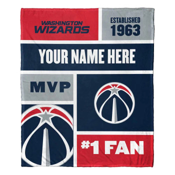Washington Wizards NBA Colorblock Personalized Silk Touch Throw Blanket