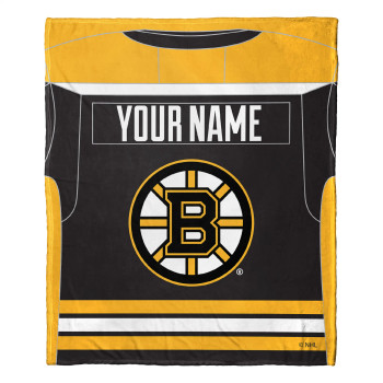 Boston Bruins NHL Jersey Personalized Silk Touch Throw Blanket