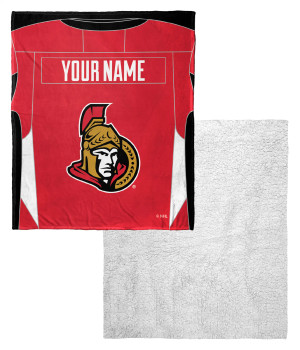 Ottawa Senators NHL Jersey Personalized Silk Touch Sherpa Throw Blanket