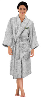 Green Bay Packers NFL Women's Sherpa Bath Robe Gray S/M