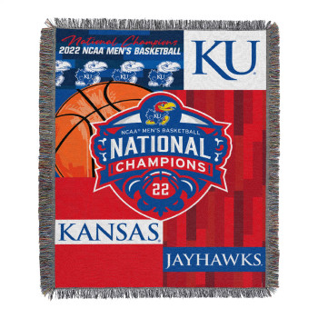 NCAA 2022 Men's Basketball Champs Kansas Jayhawks Woven Tapestry Throw Blanket