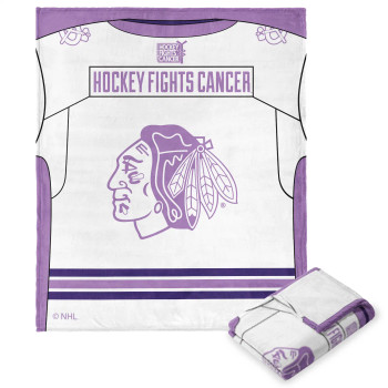 NHL Hockey Fights Cancer Jersey Chicago Blackhawks Silk Touch Throw Blanket