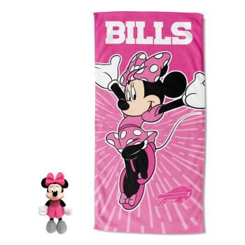 NFL Buffalo Bills Minnie Mouse Beach Towel and Character Hugger Pillow Set