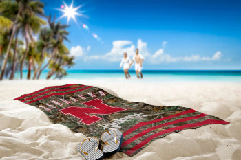 NCAA Nebraska Cornhuskers Realtree Stripes Beach Towel