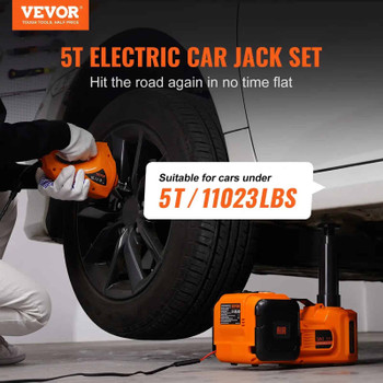 VEVOR Electric Car Jack, 5 Ton/11023 LBS Hydraulic Jack with Electric Impact Wrench, orange and black set.