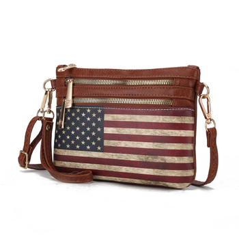 Alisson Vegan Leather Women Printed FLAG Crossbody with Wristlet Bag product image at NuMercy