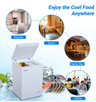 Moosoo Freezer, 3.5 Cubic Feet with Removable Storage Basket, Deep Freezer by Moosoo, white color.