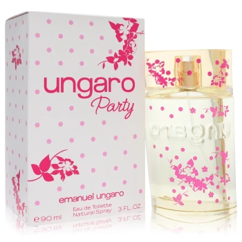 Ungaro Party Perfume by Ungaro for Women, 3 Oz Eau De Toilette Spray, pink and white packaging with floral design.