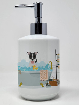 Black White Smooth Jack Russell Terrier Ceramic Hand Soap Dispenser product image at NuMercy