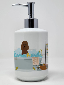 Irish Water Spaniel in Bathtub Ceramic Hand Soap Dispenser product image at NuMercy