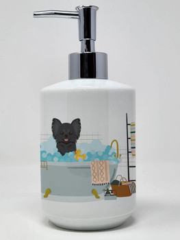 Longhaired Black Chihuahua Ceramic Hand Soap Dispenser product image at NuMercy