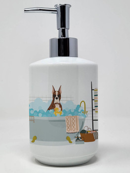 Red Brindle Boxer Ceramic Hand Soap Dispenser product image at NuMercy