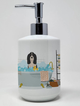Black English Springer Spaniel Ceramic Hand Soap Dispenser product image at NuMercy