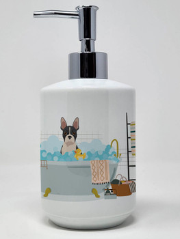 Black Boston Terrier Ceramic Hand Soap Dispenser product image at NuMercy