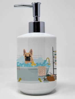 Fawn French Bulldog Ceramic Hand Soap Dispenser product image at NuMercy