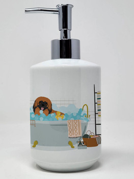 Red Pekingese Ceramic Hand Soap Dispenser product image at NuMercy