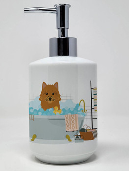 Norwich Terrier in Bathtub Ceramic Hand Soap Dispenser product image at NuMercy